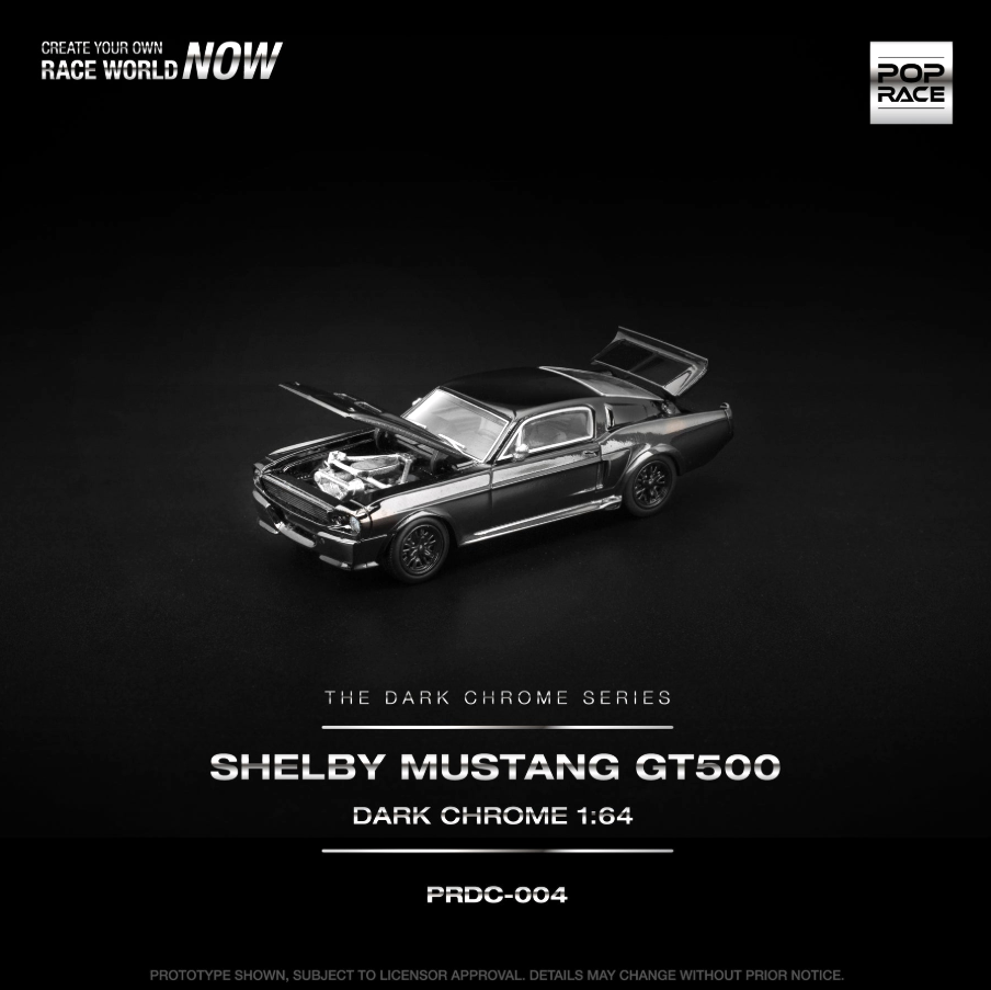 Pop Race Shelby Mustang GT500 Dark Chrome 1:64 Diecast Model (PRDC004)
