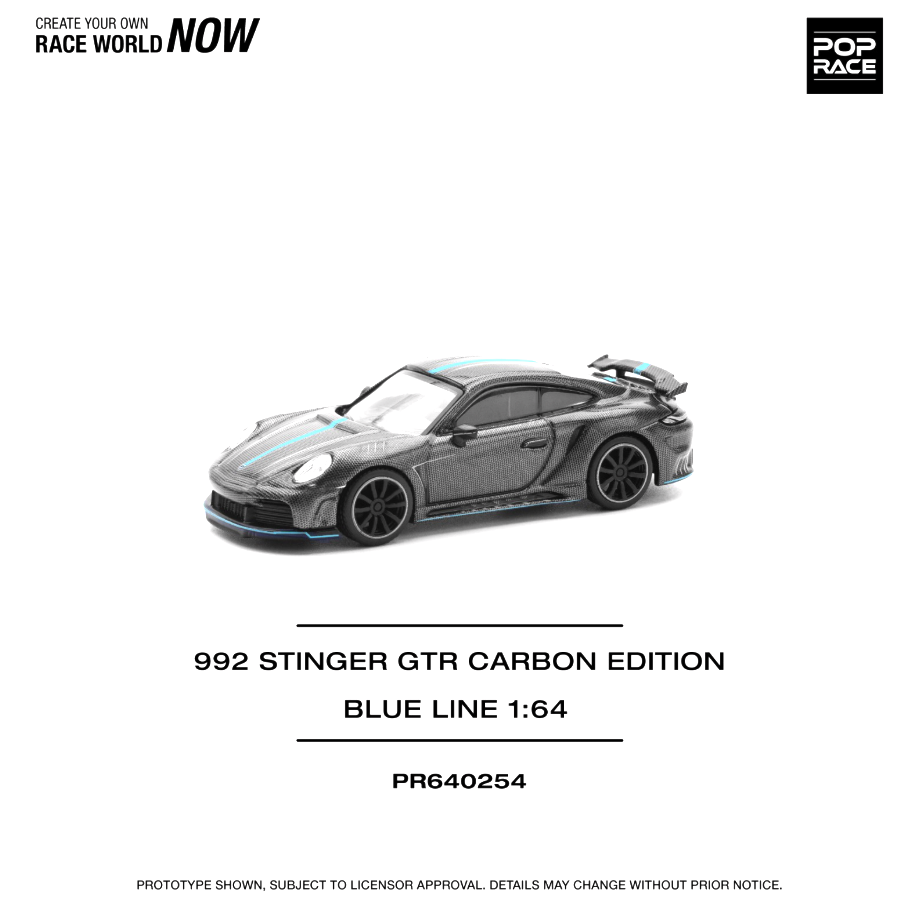 Pop Race 992 Stinger GTR Carbon Edition Blue Line 1:64 Diecast Model (PR640254)