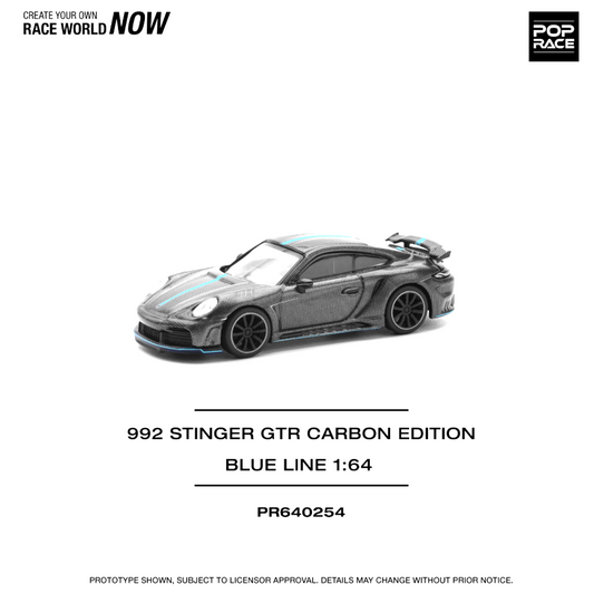 Pop Race 992 Stinger GTR Carbon Edition Blue Line 1:64 Diecast Model (PR640254)